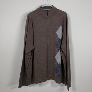 Marco Fiori Mens 100% Wool 1/4 Zip Pullover Sweater Size XXL Grandpacore Dad
